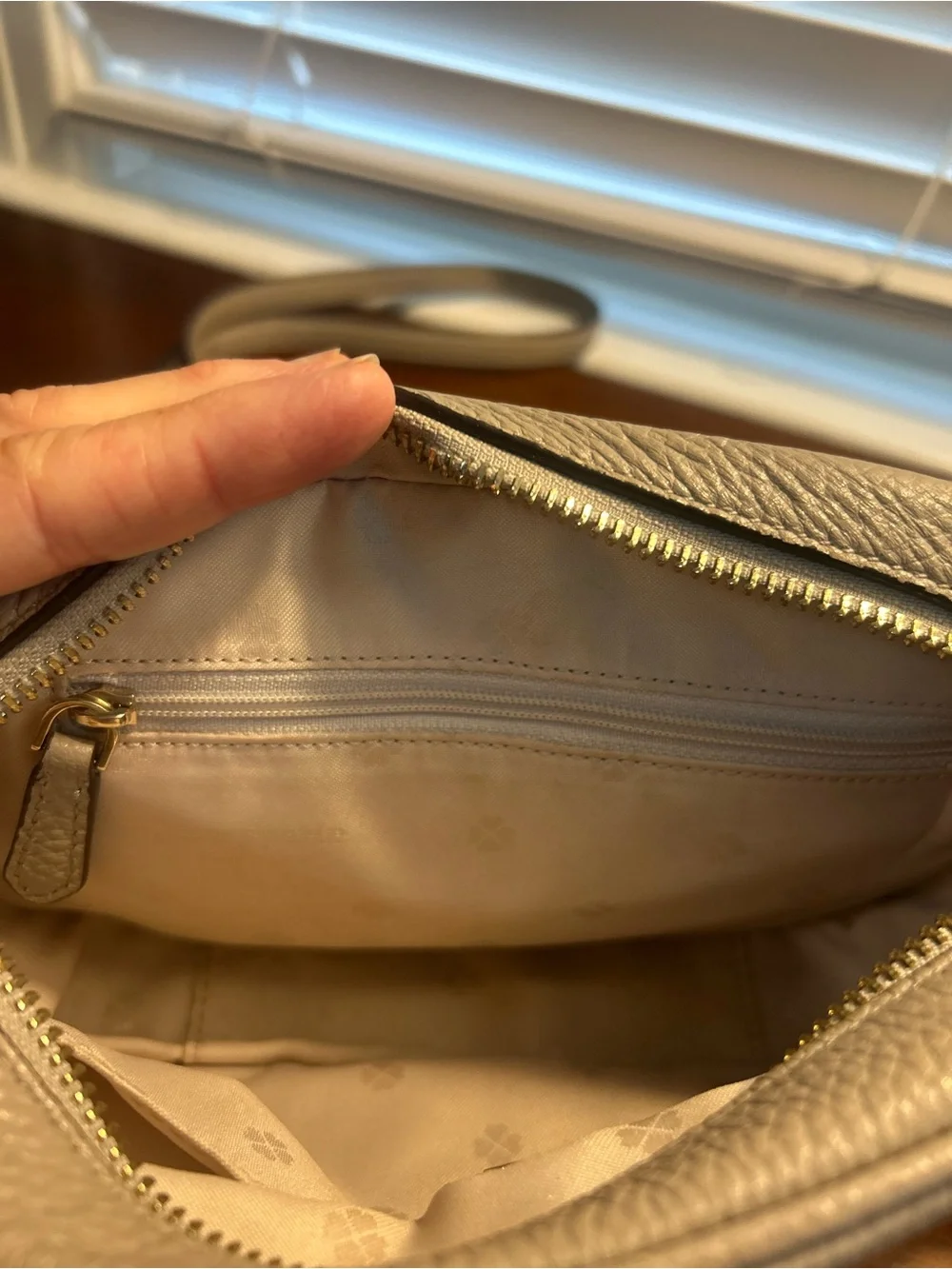 kate spade Gray Pebbled Leather Crossbody with Tassel